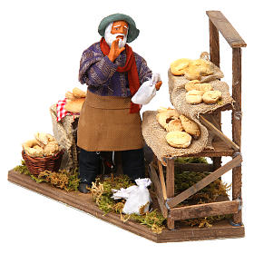 Animated nativity scene, bread seller 12 cm