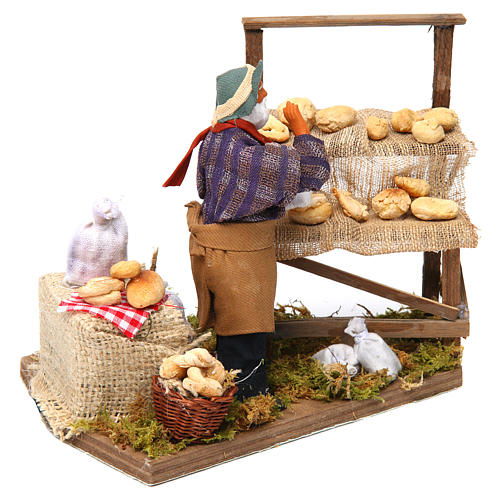 Animated nativity scene, bread seller 12 cm 3