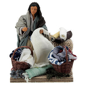 Animated nativity scene, woman sewing 12 cm