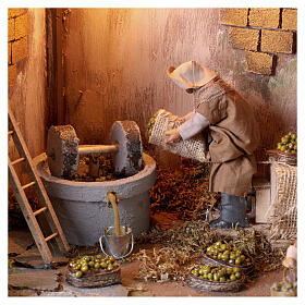 Animated nativity scene, oil mill scene 12 cm