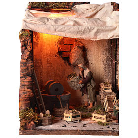 Animated nativity scene, oil mill scene 12 cm