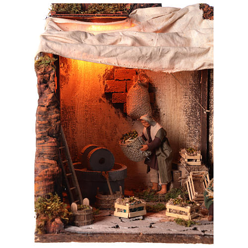 Animated nativity scene, oil mill scene 12 cm 2