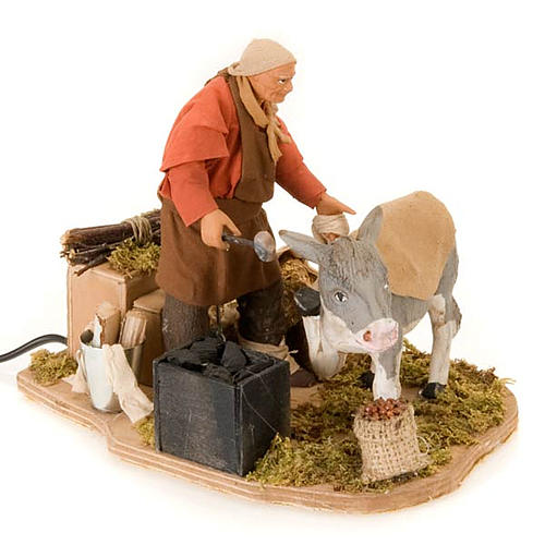 Santon animé maréchal-ferrant crèche 12 cm 2