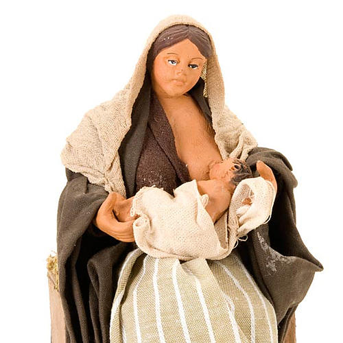 Santon animé mère qui allaite crèche 14 cm 3