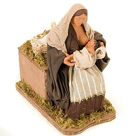 Animated nativity scene,  mother feeding baby 14 cm