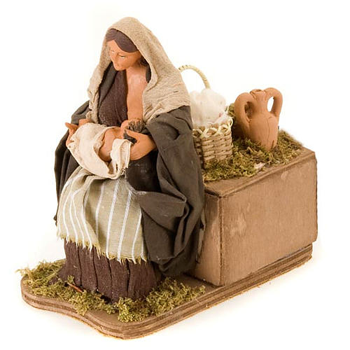 Animated nativity scene,  mother feeding baby 14 cm 2