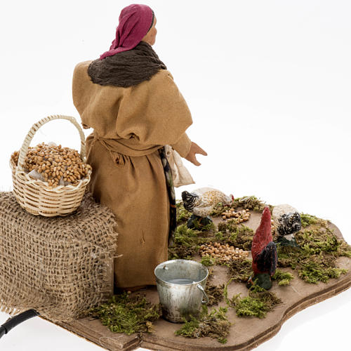 Animated nativity scene, woman feeding geese 14 cm 5