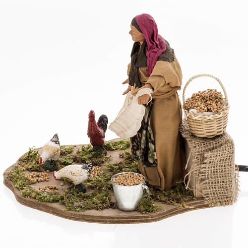Animated nativity scene, woman feeding geese 14 cm 6