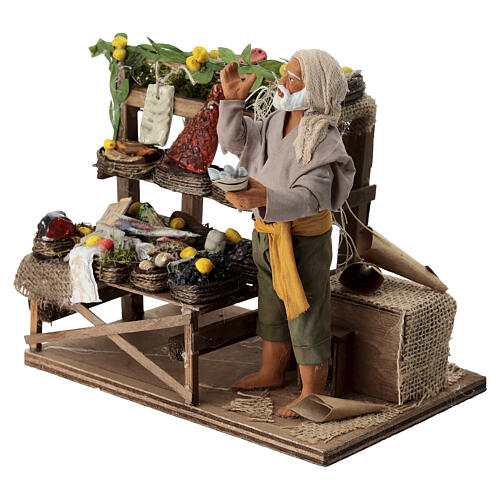 Animated nativity scene, fishmonger 14 cm 3