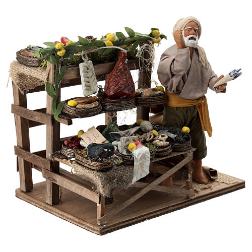 Animated nativity scene, fishmonger 14 cm 5