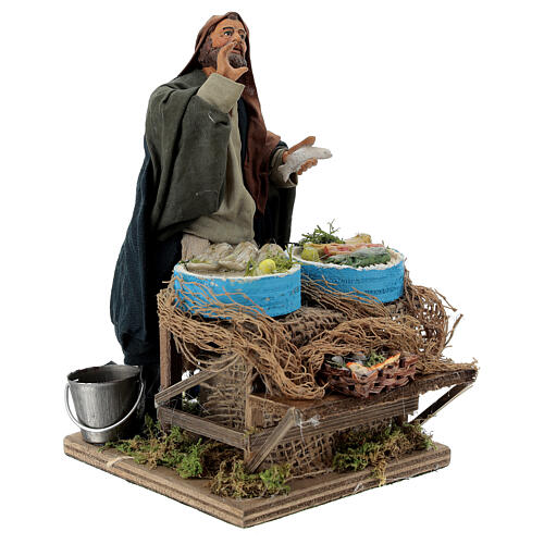 Animated nativity scene, fishmonger 14 cm 3