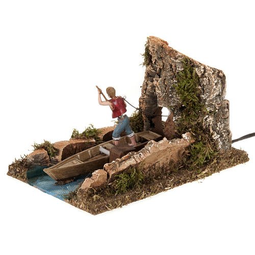 Statua presepe in movimento barcaiolo 10 cm 3