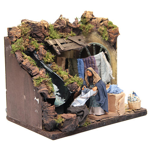 Animated Nativity scene figurine, laundress 12 cm 2