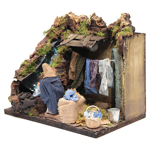Animated Nativity scene figurine, laundress 12 cm 3