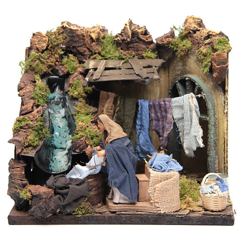 Animated Nativity scene figurine, laundress 12 cm 1