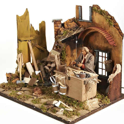 Santon animé, menuisier milieu crèche 14 cm 4