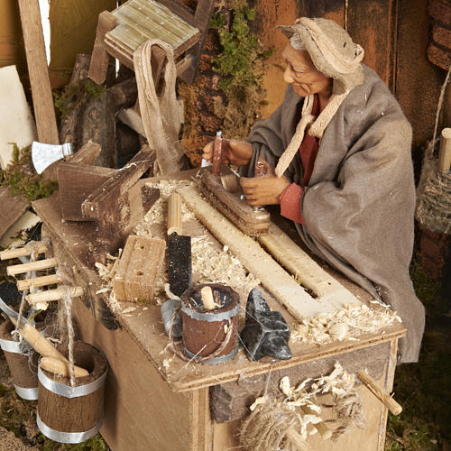 Santon animé, menuisier milieu crèche 14 cm 6