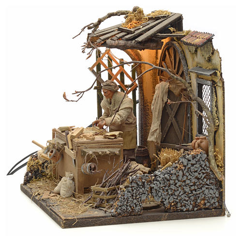 Santon animé, menuisier milieu crèche 14 cm 11