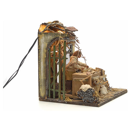 Santon animé, menuisier milieu crèche 14 cm 12