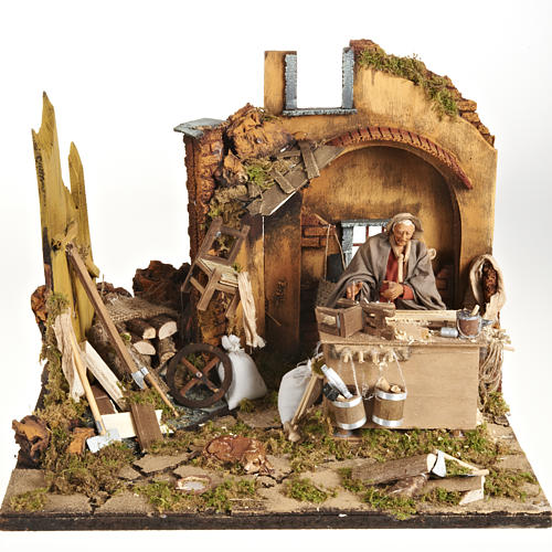 Animated Nativity scene set, carpenter 14 cm 1