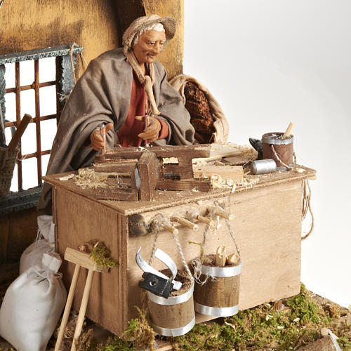 Animated Nativity scene set, carpenter 14 cm 3