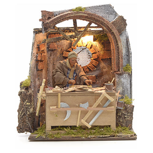 Animated Nativity scene set, carpenter 14 cm 13