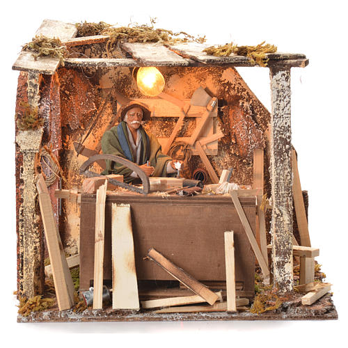 Animated Nativity scene set, carpenter 14 cm 17