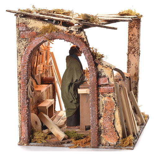 Animated Nativity scene set, carpenter 14 cm 18