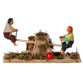 Animated Nativity scene figurines,  children on seesaw 14 cm