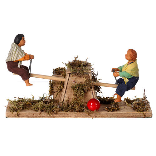Animated Nativity scene figurines,  children on seesaw 14 cm 1