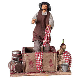 Animated Nativity scene figurine,  grape stomping man 14 cm