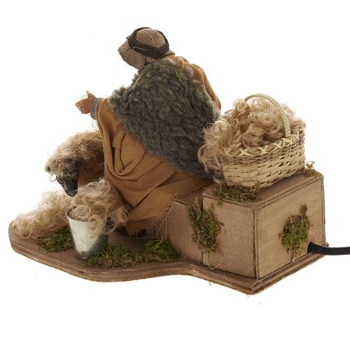 Animated Nativity scene figurine, sheep shearer, 14 cm 4