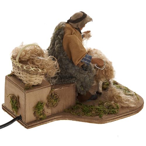 Animated Nativity scene figurine, sheep shearer, 14 cm 5