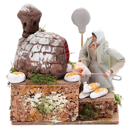 Animated nativity scene figurine, 8 cm baker with 2 LED 1