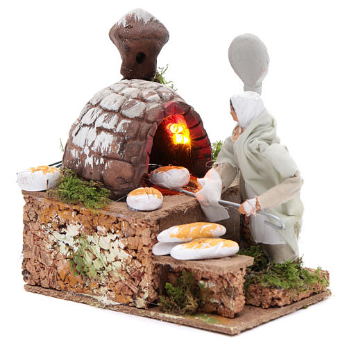Animated nativity scene figurine, 8 cm baker with 2 LED 2