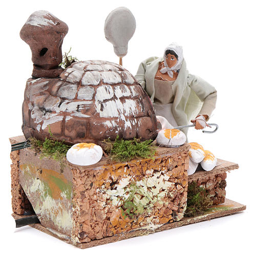 Animated nativity scene figurine, 8 cm baker with 2 LED 3