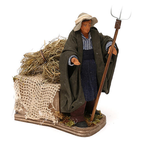Animated Nativity scene figurine, farmer, 12 cm 3