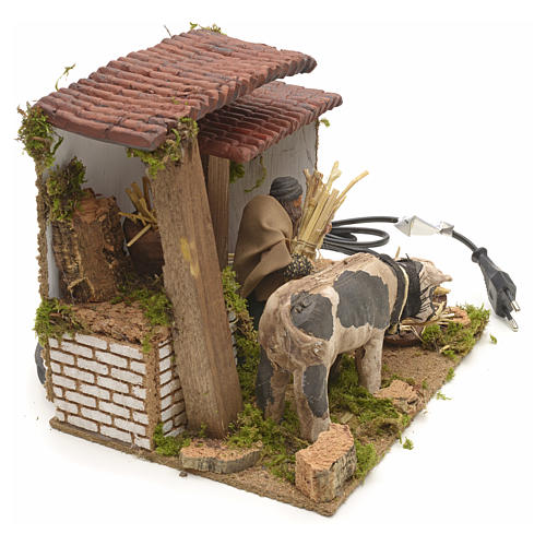 Animated manger scene setting, cowshed 8 cm 5