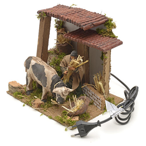 Animated manger scene setting, cowshed 8 cm 6