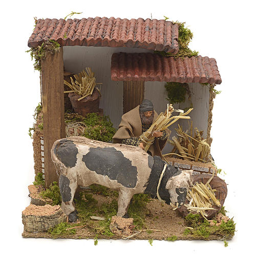 Animated manger scene setting, cowshed 8 cm 1