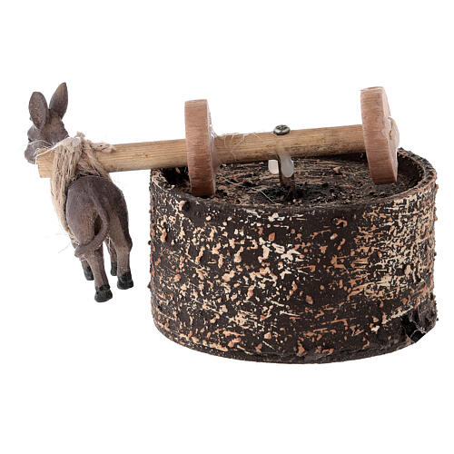 Animated nativity scene figurine, grindstone with donkey 12cm 2