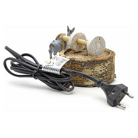 Santons animés crèche de Noël: Ane à la meule animé pour crèche diam 12 cm