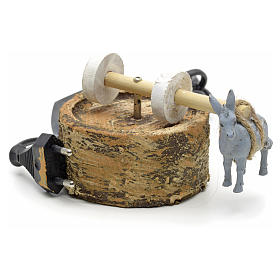 Animated nativity scene figurine, grindstone with donkey 12cm