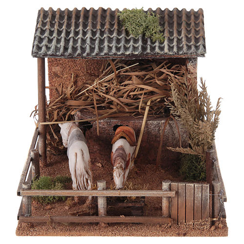 Animated nativity figurine, stable with moving horses 15x23x20cm 1
