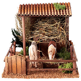 Stalla con cavalli movimento 15x23x20 cm