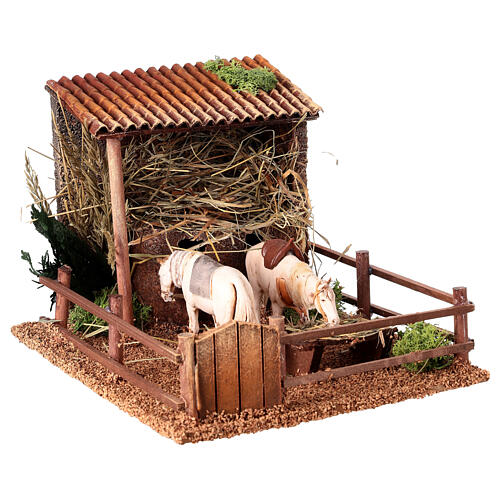 Animated nativity figurine, stable with moving horses 15x23x20cm 3