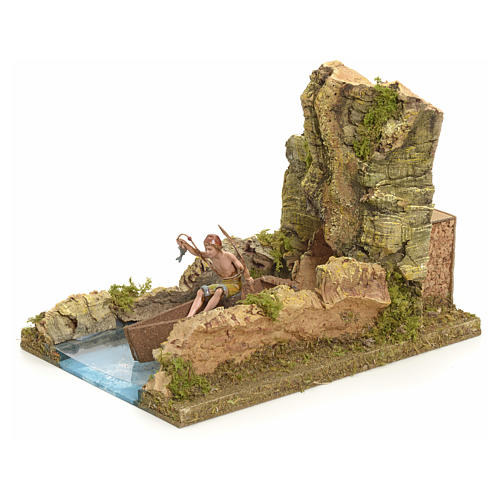 Barca in movimento con pescatore cm 8 3