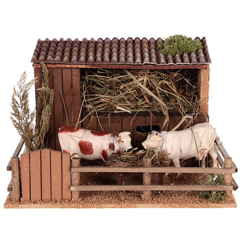 Animated nativity scene figurine, cows in the cattle-shed 1