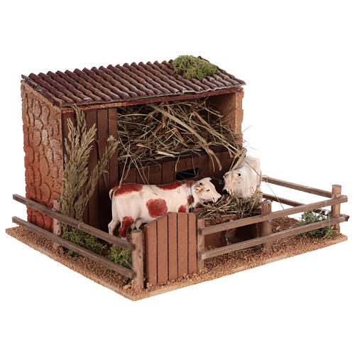 Animated nativity scene figurine, cows in the cattle-shed 3