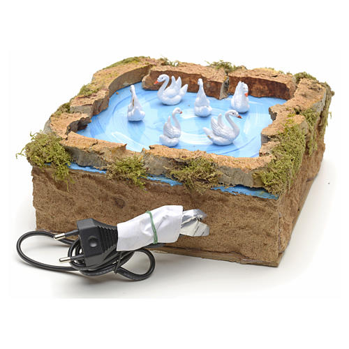 Animated nativity scene figurine, lake with moving swans 5x20x20 3
